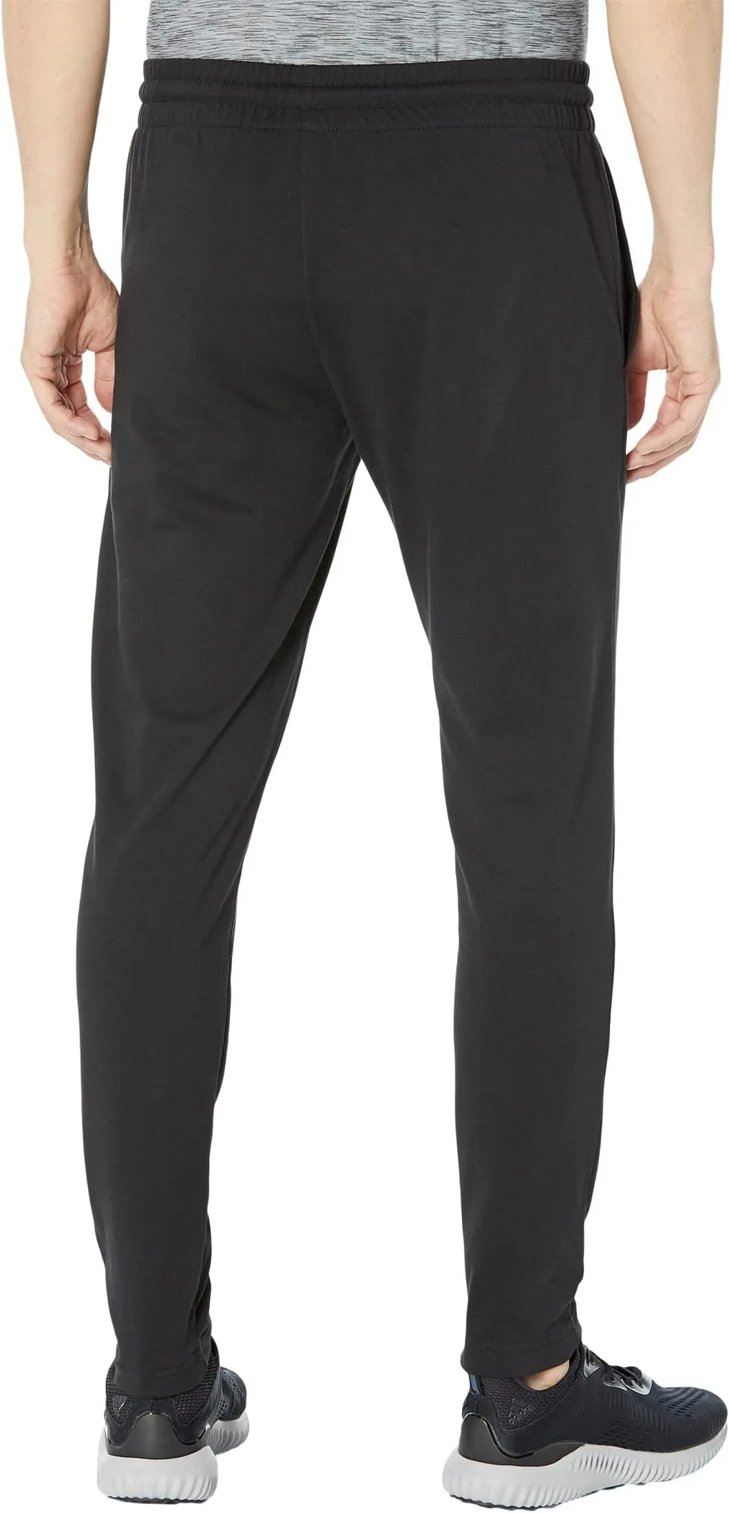 adidas Essentials Single Jersey Tapered Open Hem Pants in Black