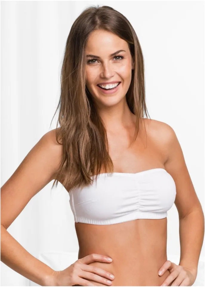Bandeau bra (a and b cups) made of organic cotton (2 pieces per pack) Bpc Bonprix Collection black