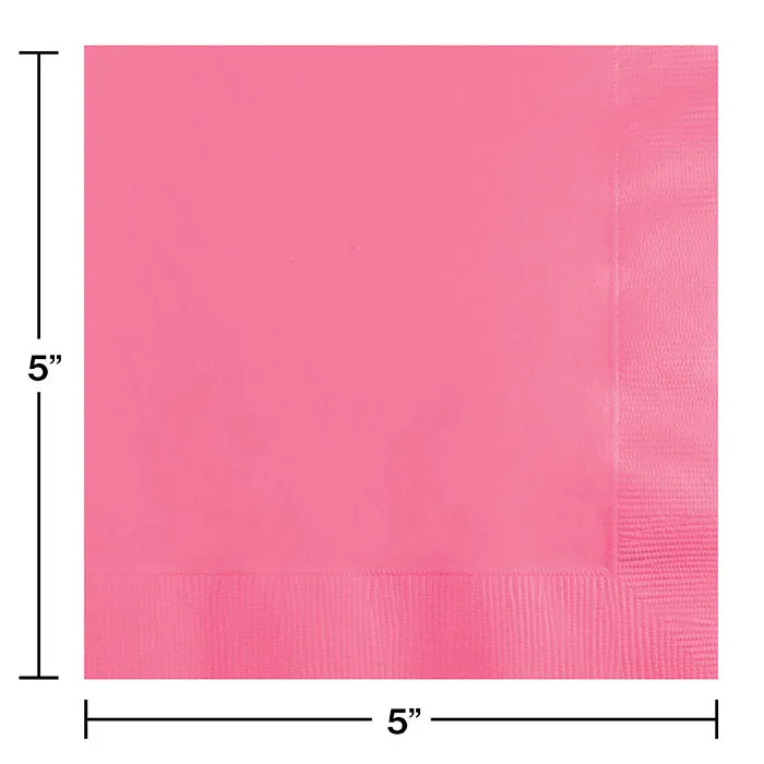 Bulk Candy Pink Beverage Napkins 3 ply (500 per Case)