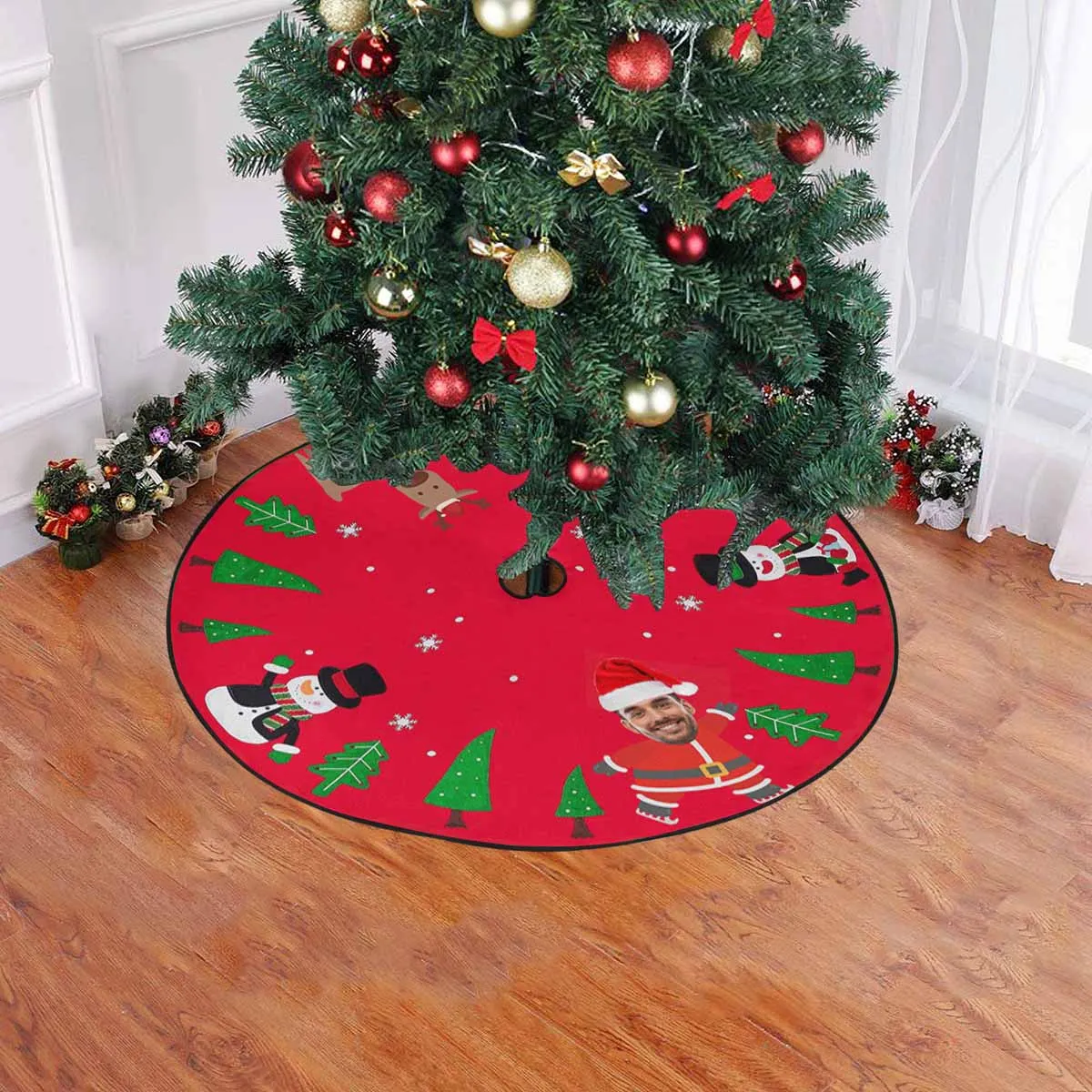 Custom Face Cute Santa Christmas Tree Skirt