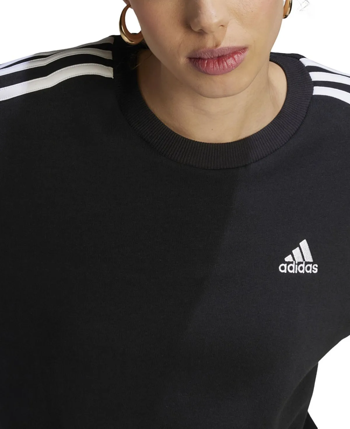 Essentials adidas Women's 3 Stripe Crew Fleece Sweatshirt