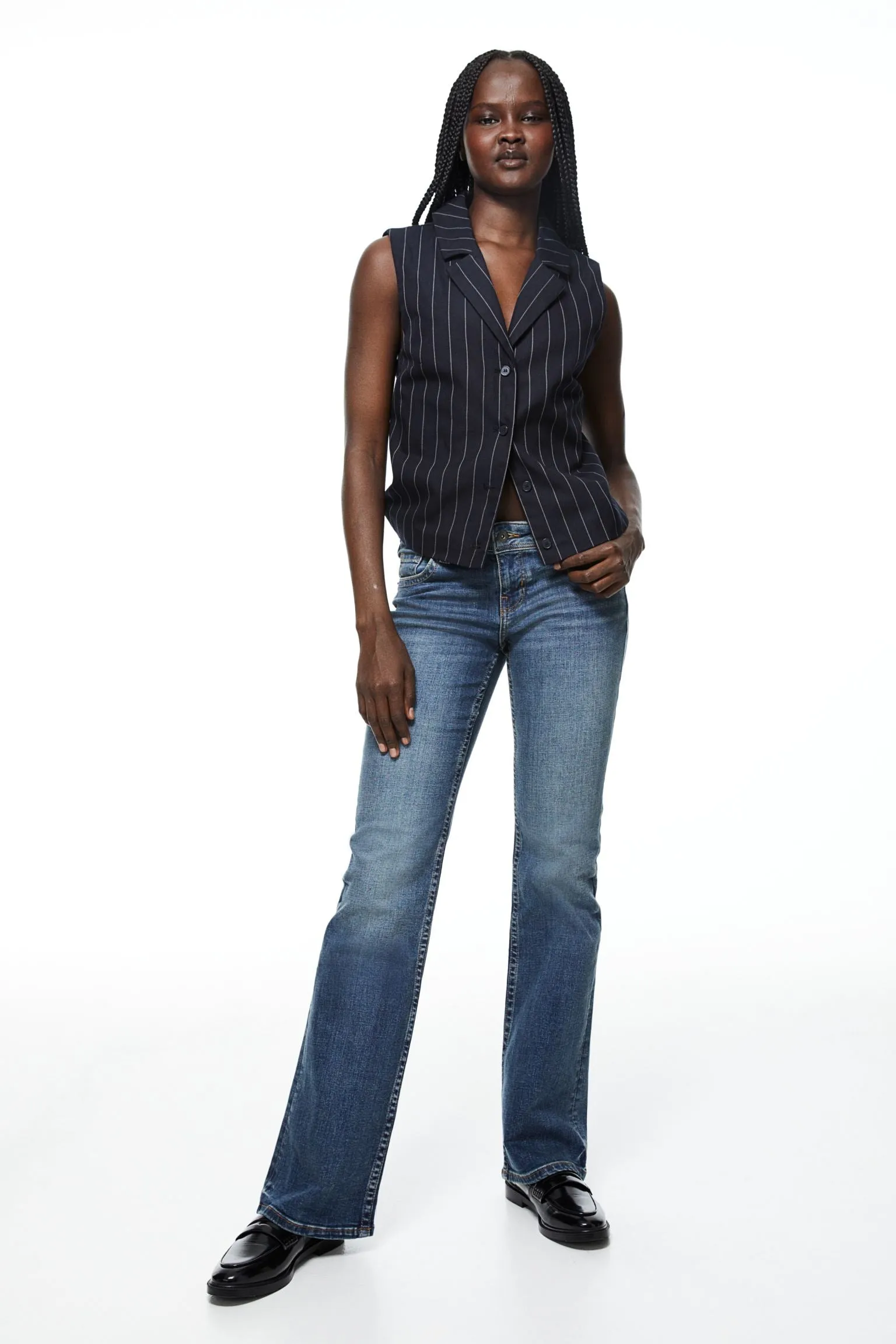 H&M Flared Low Jeans, dark blue
