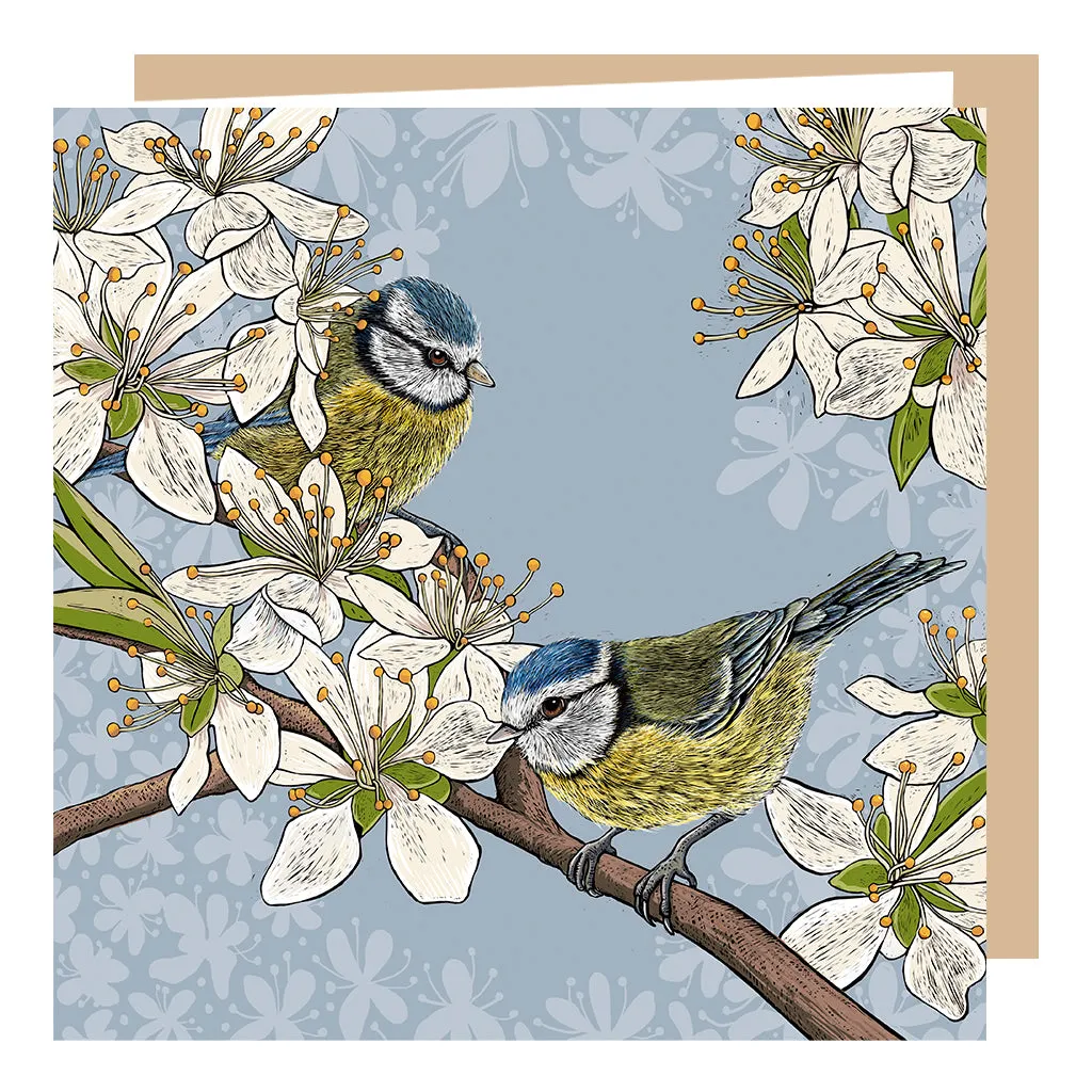 Hedgerow Blue Tits Card