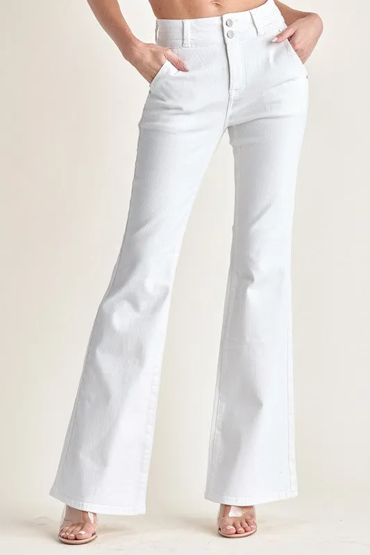 High Rise Double Waistband Flare Jeans