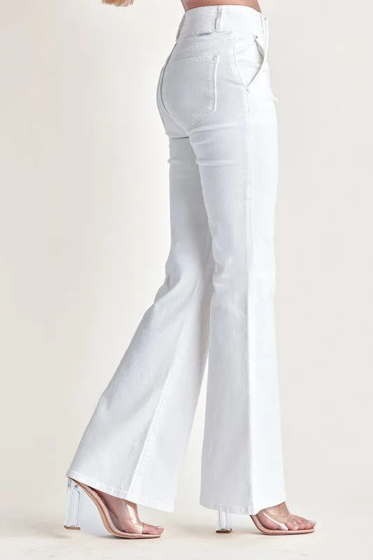 High Rise Double Waistband Flare Jeans