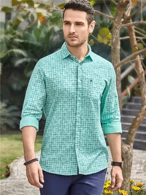 Light Weight Sea Green Printed Summer Shirt