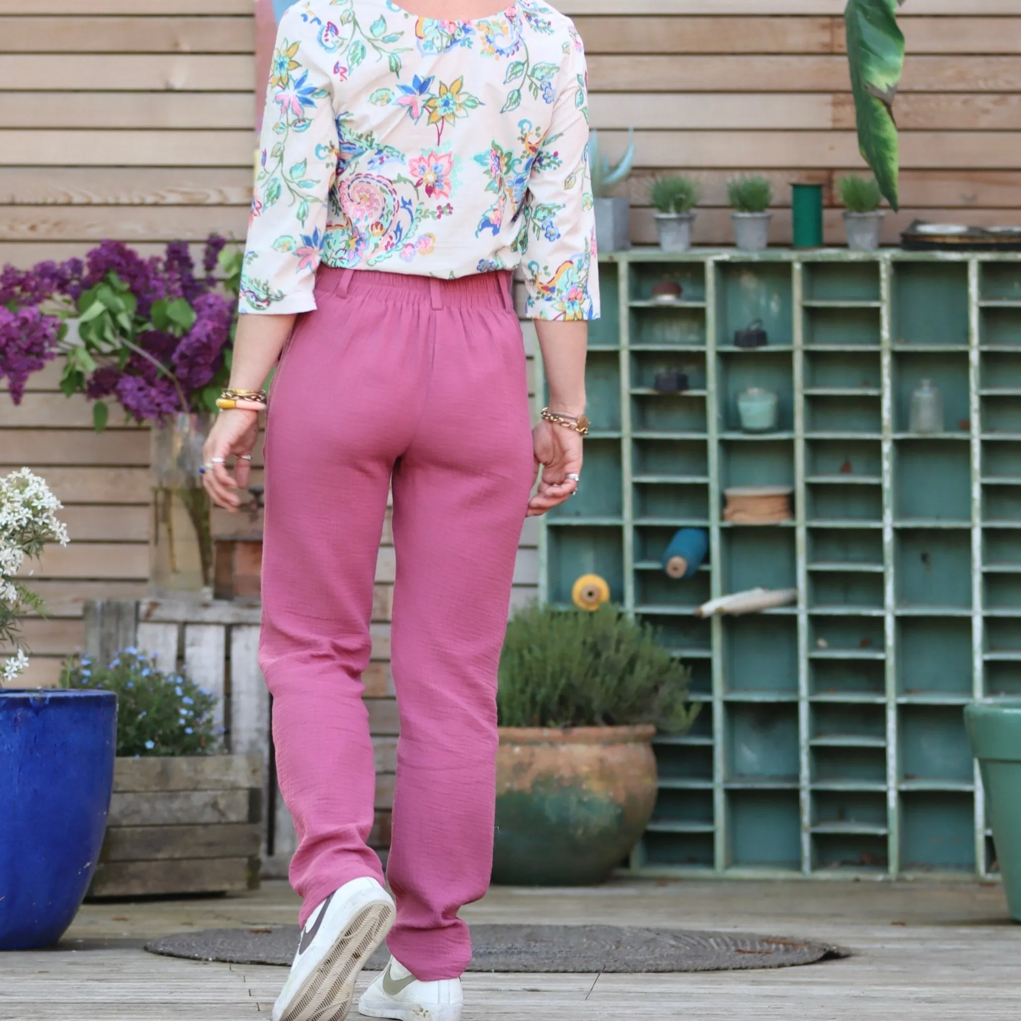 Pantalon Marcus - Double gaze de coton framboise